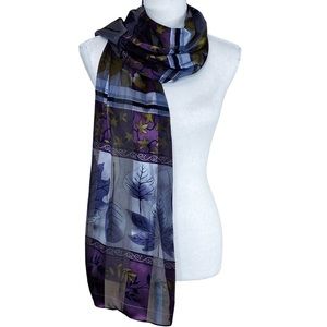 Vintage Made in Korea Oblong Scarf Semi Sheer Metallic Threads Classic Fall